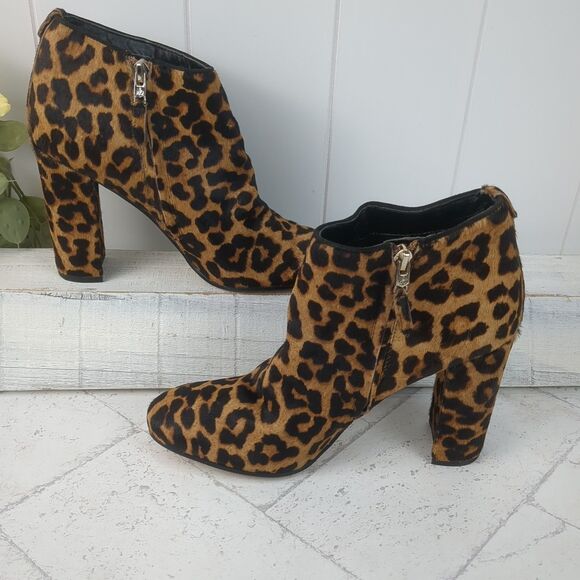 Sam Edelman Cambell Cheetah Leopard Print Calf Fur Ankle Boots US 8.5M EUC - Picture 5 of 13
